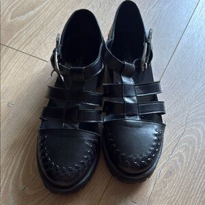 The kooples WESTERN FLAT BLACK SANDALS IN SMOOTH LEATHER